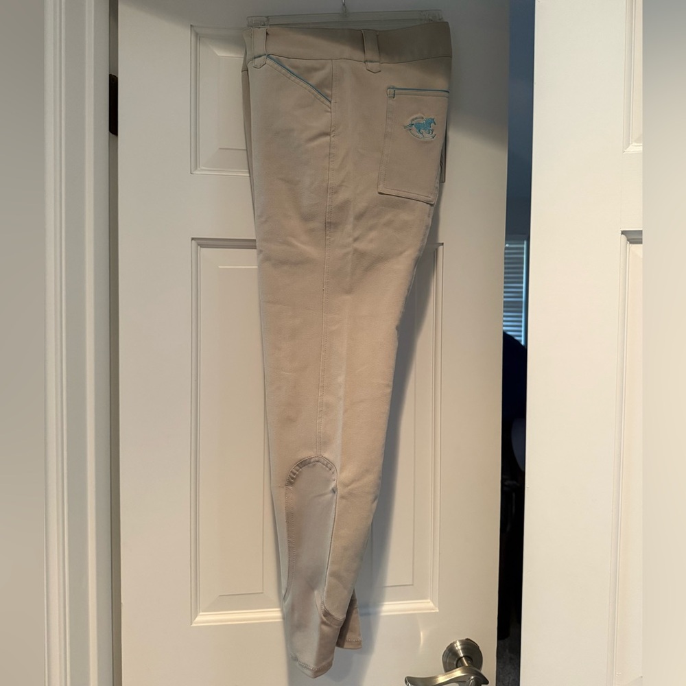 Piper Original Knee Patch Breeches, 34R, Sand/Seafoam